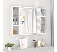""SALE 2026"" Armoire d'angle Blanc - Armoire à miroir avec LED Blanc 76x15x55cm PRO439742972