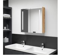 ""SALE 2026"" Armoire de salle de bain Blanc - Armoire de salle de bain à miroir LED blanc et chêne 62x14x60cm PRO188168428