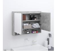 ""SALE 2026"" Armoire de salle de bain Gris - Armoire à miroir de salle de bain 80x15x60cm MDF Gris béton PRO237083561