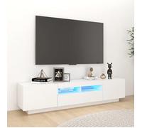 ""SALE 2026"" Armoire TV moderne Blanc - Meuble TV avec lumières LED Blanc 180x35x40cm PRO482566016