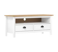 ""SALE 2026"" Armoire TV moderne Blanc - Meuble TV Hill Range Blanc 110x40x47cm - bois de pin solide PRO810391468