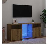 ""SALE 2026"" Armoire TV moderne Brun - Meuble TV avec lumières LED chêne artisanal bois d'ingénierie PRO606527134