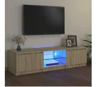 ""SALE 2026"" Armoire TV moderne Brun - Meuble TV avec lumières LED chêne sonoma 140x40x36cm PRO893065103