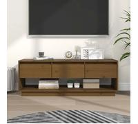 ""SALE 2026"" Armoire TV moderne Brun - Meuble TV Marron miel 110,5x34x40cm - bois de pin massif PRO435931965