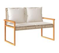 ""SALE 2026""Banc arrière-cour/ Banc de jardin - avec coussin mélange beige - Résine tressée acacia 10.8 Kg 1664134
