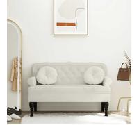 ""SALE 2026"" Banc de bout de lit Crème - Banc avec dossier crème 119,5x64,5x75cm velours PRO376678931