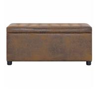 ""SALE 2026""Banc de Couloir classique Brun - Pouf de rangement 87,5cm Marron Similicuir daim 9.25 Kg 609423