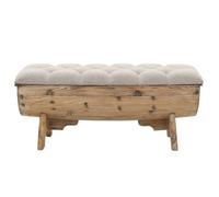 ""SALE 2026""Banc de Couloir classique Crème - Banc de rangement Bois massif et tissu 103x51x44cm 14.6 Kg 810397