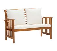 ""SALE 2026"" Banc de jardin Blanc - Banc de jardin avec coussins 119cm - bois solide d'acacia PRO613702614