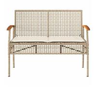 ""Sale 2026"" Banc de jardin - BURKE - Banquette balcon - avec coussin - beige résine tressée et acacia BB464