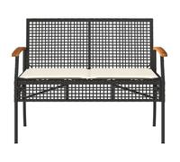 ""Sale 2026"" Banc de jardin - BURKE - Banquette balcon - avec coussin - noir résine tressée et acacia BB462