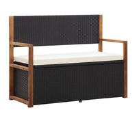""SALE 2026"" Banc de jardin Noir - Banc de jardin 115cm Résine tressée et bois d'acacia Noir PRO218959845