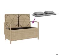 Sale 2026@ Banc de rangement de jardin avec coussin beige résine tressée - Banquette de balcon @3189