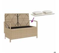 Sale 2026@ Banc de rangement de jardin avec coussin beige résine tressée - Banquette de balcon @5450