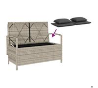 Sale 2026@ Banc de rangement de jardin avec coussin gris clair polyrotin - Banquette de balcon @5585