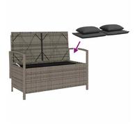 Sale 2026@ Banc de rangement de jardin avec coussin gris résine tressée - Banquette de balcon @6078