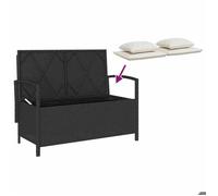 Sale 2026@ Banc de rangement de jardin avec coussin noir résine tressée - Banquette de balcon @9193