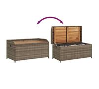 Sale 2026@ Banc de rangement gris résine tressée et bois d'acacia - Banquette de balcon @6986