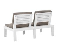 ""Sale 2026"" Banc de salon de jardin - BURKE - Banquette balcon - avec coussin - Plastique Blanc BB297