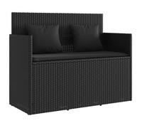 ""SALE 2026""Banc élégant terrasse/banc D'extérieur Noir - Banc de jardin avec coussins noir résine tressée 15.6 Kg2841718