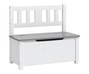""SALE 2026""banc en forme de coffre Blanc - Banc de rangement pour enfants Blanc et gris 60x30x55cm MDF 8.45 Kg 859090