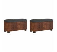 ""SALE 2026""Bancs de rangement - Banquette d'entrée - WINWIN - lot de 2 et coussin marron 69cm quenouille 9.13 Kg 2657539