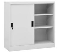 ""SALE 2026"" Buffet bahut Gris - Armoire de bureau porte coulissante Gris clair 90x40x90cm Acier PRO381622938