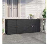 ""SALE 2026"" Buffet bahut Noir - Armoire de rangement de jardin Noir 198x55,5x80cm Résine tressée PRO823614861