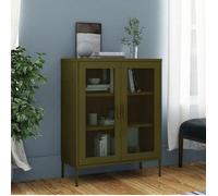 ""SALE 2026"" Buffet bahut Vert - Armoire de rangement Vert olive 80x35x101,5cm Acier PRO731625127