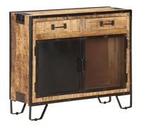 ""SALE 2026""Buffet Bois de manguier massif brut - moderne-design - bois de manguier massif et bois - marron et noir - avec 1 porte -