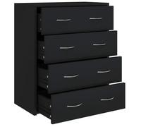 ""SALE 2026""Buffet de cuisine - Placard vaisselier - WINWIN - Cabinet bahut avec 4 tiroirs 60x30,5x71cm Noir 17.35 Kg 6355864