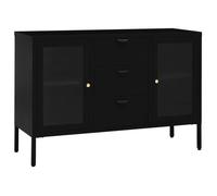 ""SALE 2026""Buffet de cuisine - Placard vaisselier - WINWIN - Cabinet bahut Noir 105x35x70cm Acier et verre trempé 30.44 Kg 5108910