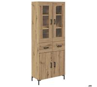 ""SALE 2026""Buffet de cuisine stable - Placard Cabinet bahut Marron - Haut Armoire 2 pcs Chêne artisanal 69,5x34x180cm 53.81 Kg 50238