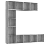 ""SALE 2026""Cabinet HiFi - Pour salon - design élégant Gris - Ensemble bibliothèque/meuble TV 3 pcs Sonoma gris 180x30x180cm 58.48 Kg