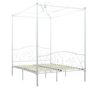 ""SALE 2026""Cadre de lit Adulte et jeunes - Structure pour lit 2 personnes - 211x149x227cm avec baldaquin blanc 140x200cm métal,28.2
