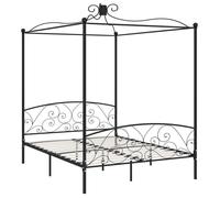 ""SALE 2026""Cadre de lit Adulte et jeunes - Structure pour lit 2 personnes - à baldaquin Noir Métal 160x200cm - 211x169x227cm,29.8