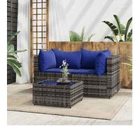 ""SALE 2026"" Canapé de jardin Gris - Salon de jardin 3 pcs avec coussins Gris Résine tressée PRO993943731