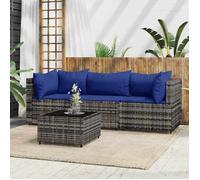 ""SALE 2026"" Canapé de jardin Gris - Salon de jardin 4 pcs avec coussins Gris Résine tressée PRO705299965