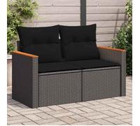""SALE 2026"" Canapé de jardin Noir - Canapé de jardin avec coussins 2 places en polyrotin noir PRO587766996