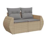 ""SALE 2026""Canapé de jardin - Salon de jardin - facile à nettoyer - avec coussins 2 places beige - Résine tressée,142x62x69cm 19 Kg