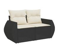 ""SALE 2026""Canapé de jardin - Salon de jardin - facile à nettoyer - avec coussins 2 places noir - Résine tressée,142x62x69cm 19 Kg 4