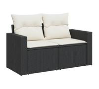 ""SALE 2026""Canapé de jardin - Salon de jardin - facile à nettoyer - avec coussins 2 places noir - Résine tressée,131x62x69cm 17.2 Kg