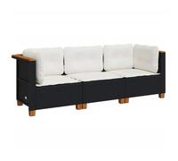 ""SALE 2026""Canapé de jardin - Salon de jardin - facile à nettoyer - avec coussins 3 places noir - Résine tressée,190,5x63,5x62cm 28.