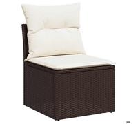 ""SALE 2026""Canapé de jardin - Salon de jardin - facile à nettoyer - sans accoudoirs coussins brun - Résine tressée,55x62x69cm 7.4 Kg