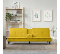 ""SALE 2026""Canapé-lit avec porte-gobelets - moderne-design - velours - jaune - dossier réglable - 200x89x70 cm 504lhu82e7057