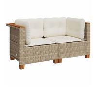 ""SALE 2026""Canapés d'angle de jardin - Salon de jardin - facile à nettoyer - et coussins 2pcs beige - Résine tressée,127x63,5x62cm 2