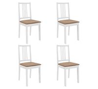 ""SALE 2026"" Chaise de cuisine Blanc - Chaises à manger avec coussins lot de 4 blanc bois solide PRO672994129