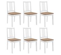 ""SALE 2026"" Chaise de cuisine Blanc - Chaises à manger avec coussins lot de 6 blanc bois solide PRO501892243