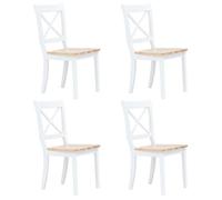 ""SALE 2026"" Chaise de cuisine Blanc - Chaises à manger lot de 4 blanc et bois clair bois hévéa massif PRO788125242