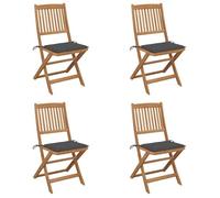 ""SALE 2026"" Chaise de jardin Anthracite - Chaises pliables de jardin lot de 4 avec coussins Bois d'acacia PRO777575417